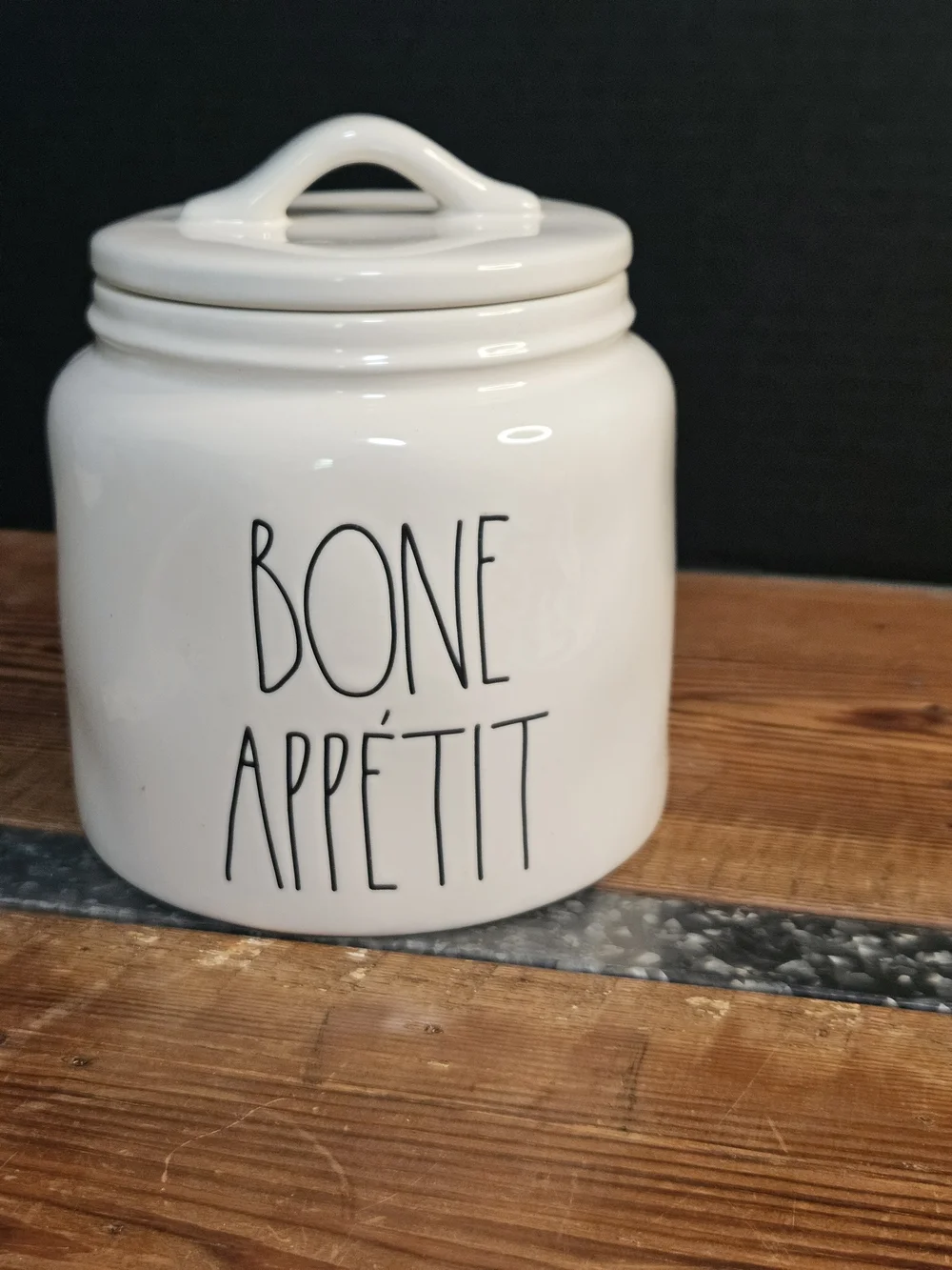 Rae Dunn White Ceramic 'Bone Appétit' Canister